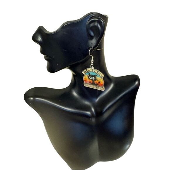 It's fine, everything is fine sarcastic statement earring's - Picture 1 of 2